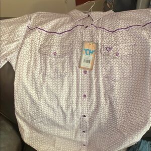 Purple Button Down Shirt with Lightweight Fabric and Relaxed Fit